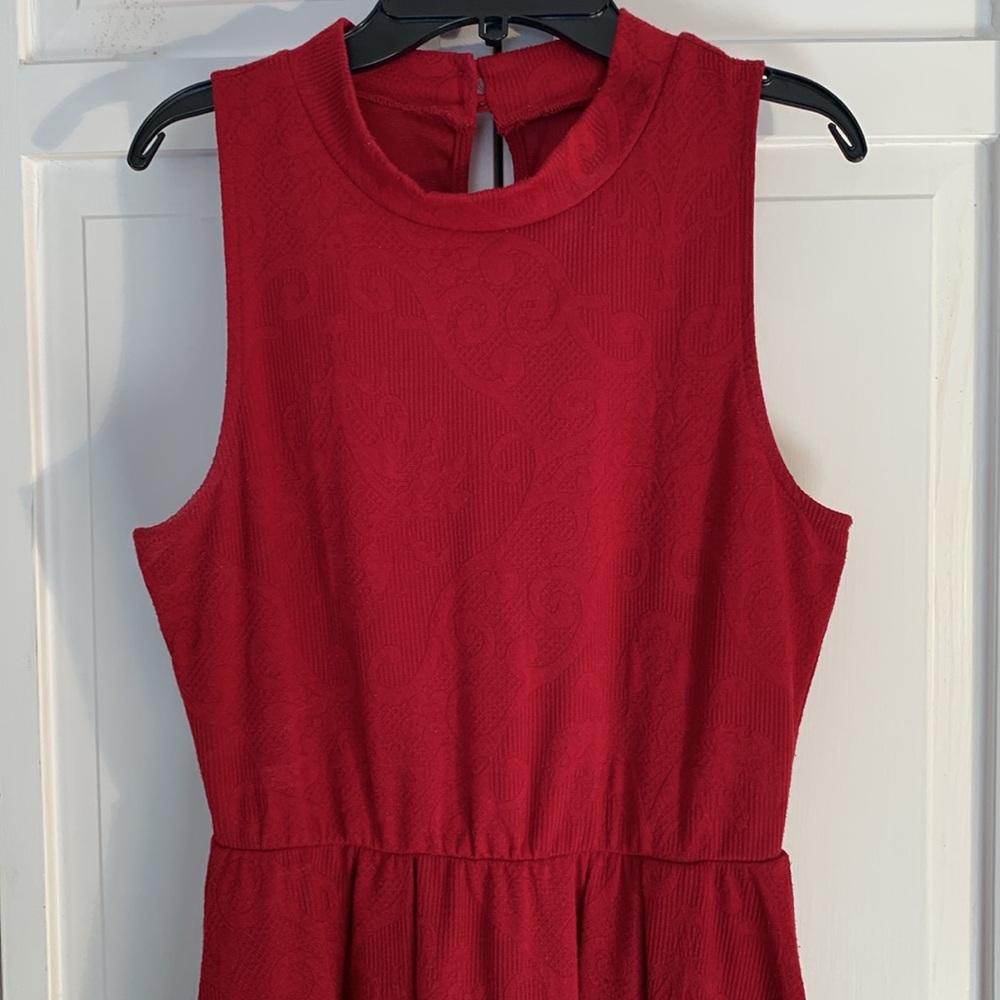 Dina Be Red Damask Midi A-line Sleeveless Cocktail Dress EUC - Picture 2 of 8